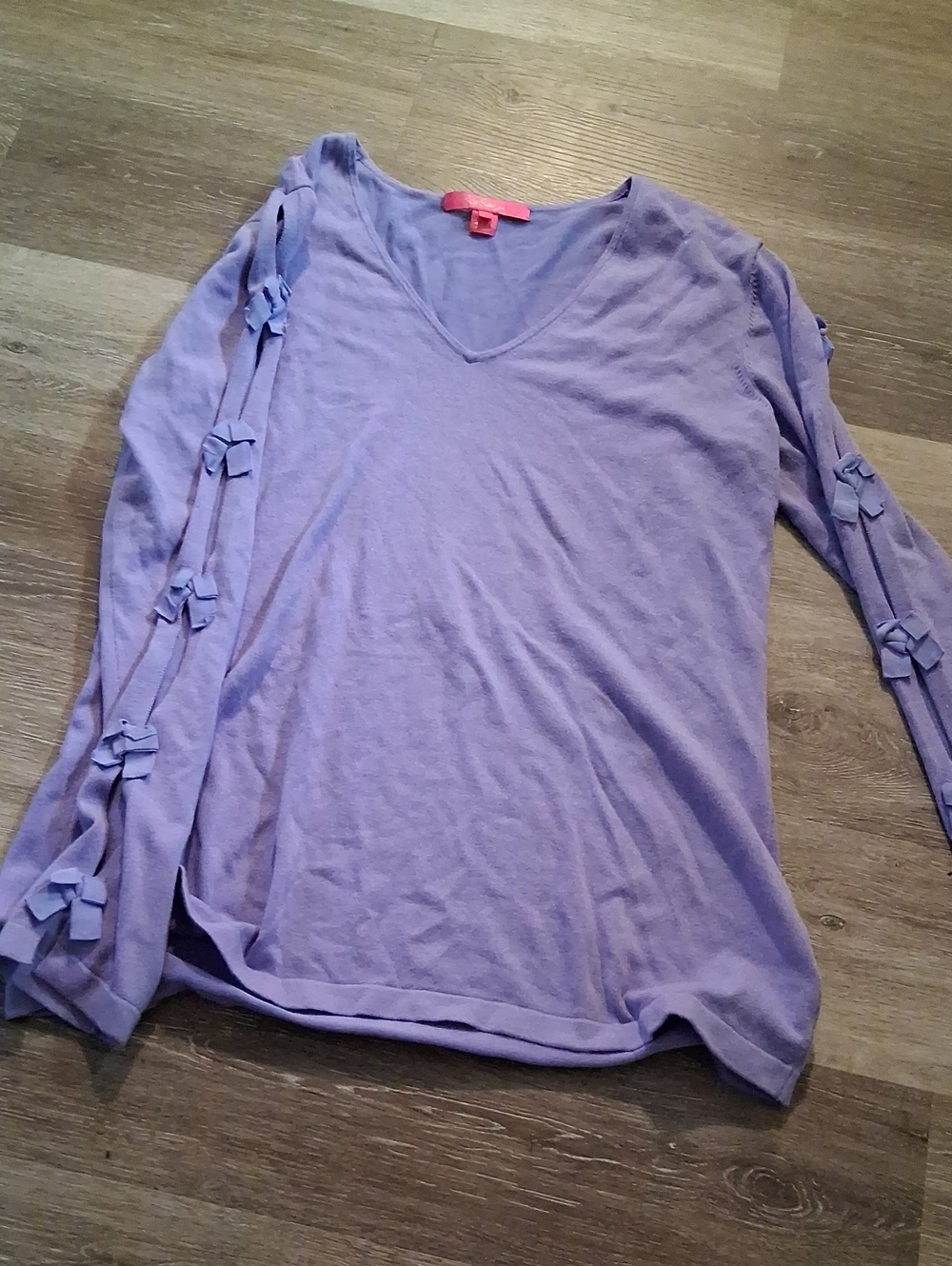 Lilly Pulitzer Lavender V-Neck Top with Sleeve Bow Accents